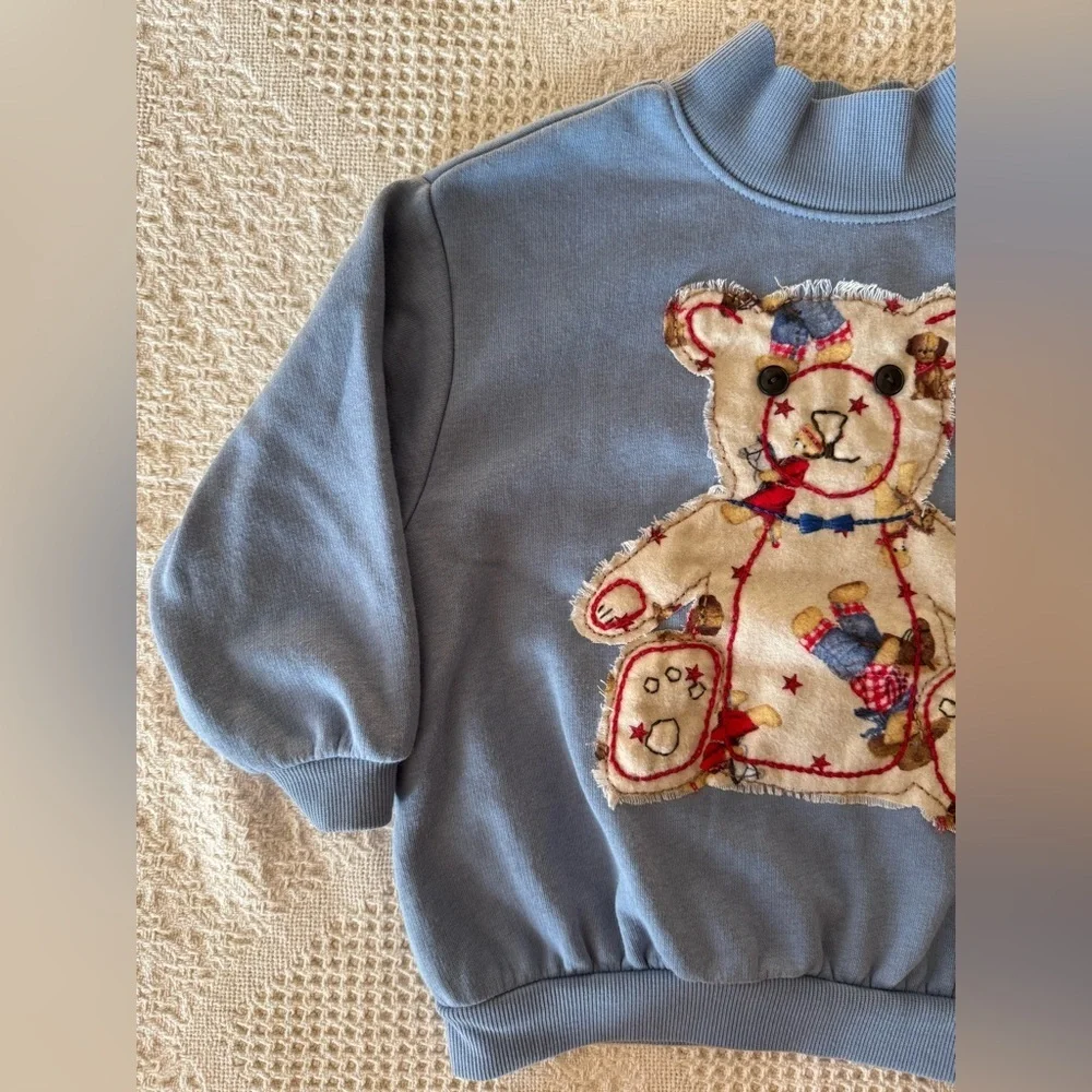 Old Navy Bubble Crewneck With Cowboy Teddy Appliqué 2T